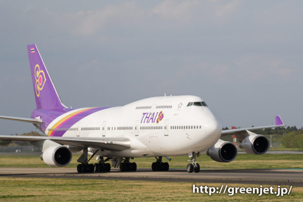 タイのB747＠ゴルフ場入口/RWY34Rのランディング