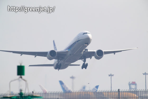 超望遠レンズで切り取ったANAのB777