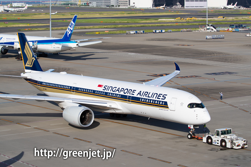 シンガポール航空のエアバスA350＠国際ターミナル/羽田