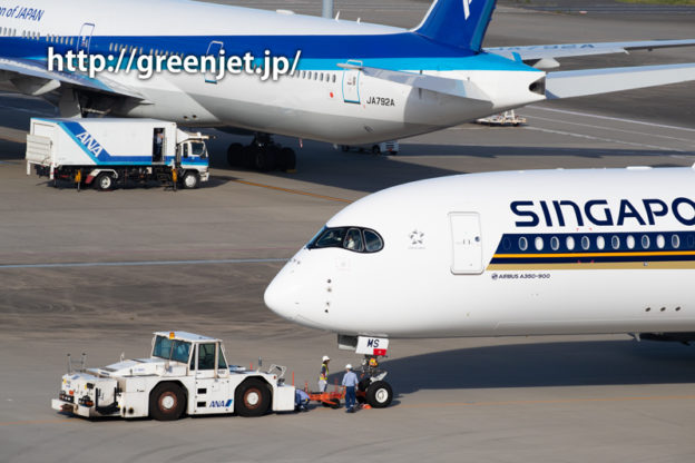 シンガポール航空のエアバスA350＠国際ターミナル/羽田