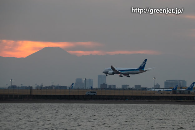 ダイヤモンド富士と飛行機