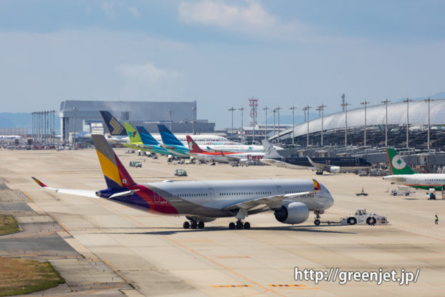 アシアナのA350を関空展望デッキで追う