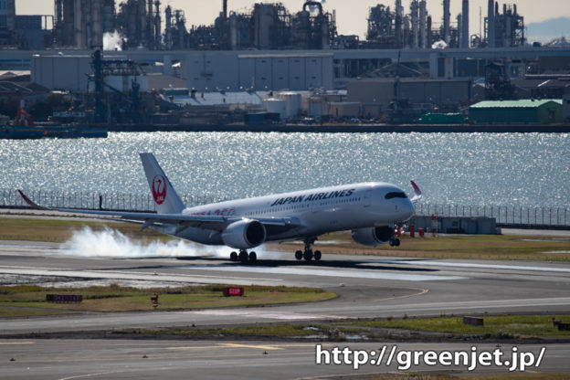 逆光でメッチャ美しいJALのA350を！