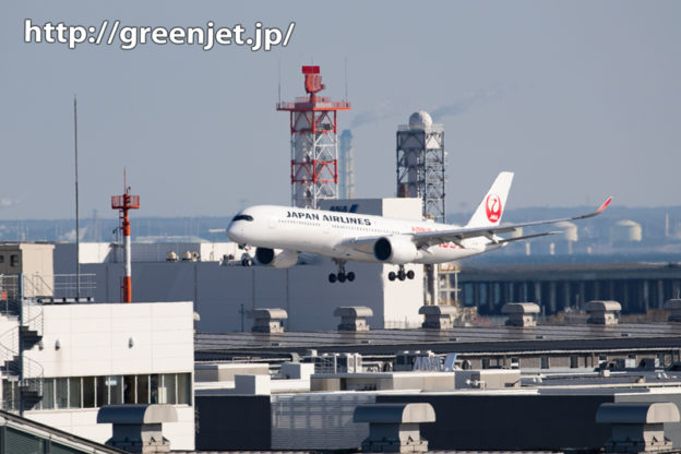 JAL A350を国際ターミナルから見る