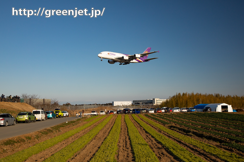 成田の畑とタイのエアバスA380～飛行機