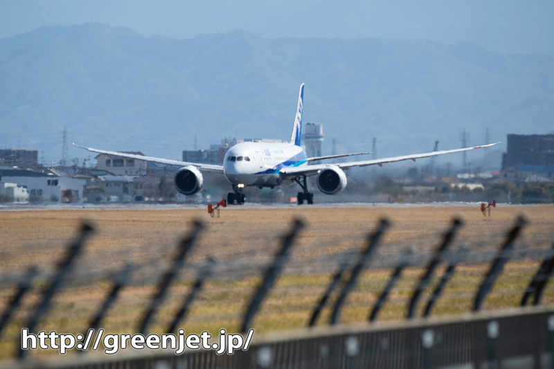 松山の青空と飛行機～ANA B787