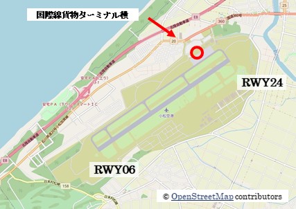 【小松の飛行機撮影ポイント】国際線貨物ターミナル横