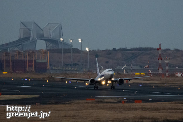 羽田で飛行機～南風の夜にゲートブリッジと