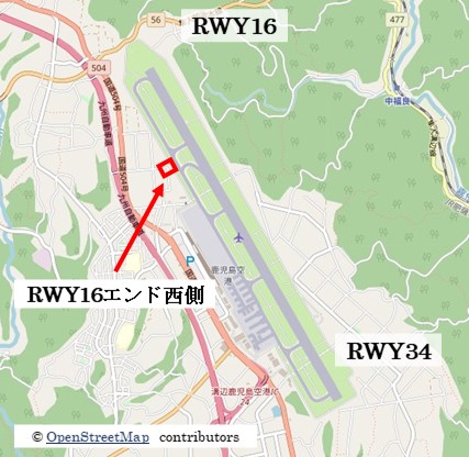 【鹿児島の飛行機撮影ポイント】RWY16エンド西側