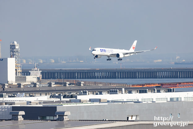 羽田で飛行機～JALのワンワールドA350