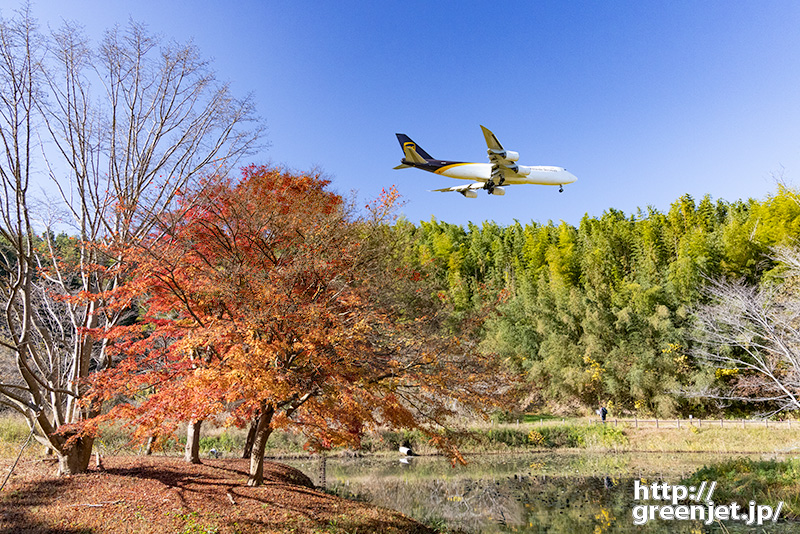 成田で飛行機～池の上の紅葉とジャンボ③