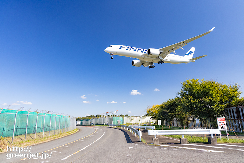 成田で飛行機～あのカーブでフィンエアーA350