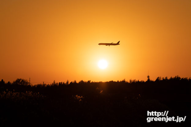 成田で飛行機～真っ赤に燃える空とともに