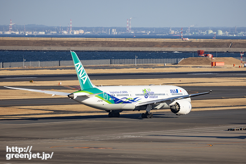 羽田で飛行機～緑ジェットの美しいヒップ