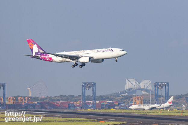 羽田で飛行機～ゲートブリッジとハワイアン