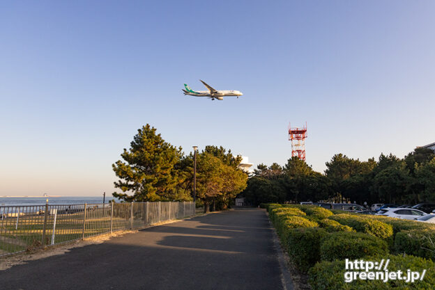 羽田で飛行機～森の手前の小道から