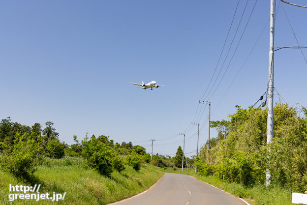 成田で飛行機～左カーブの奥からジップB787