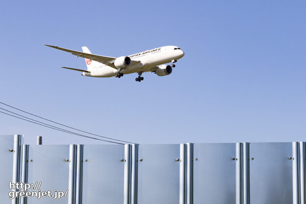 成田で飛行機～美しい鉄のフェンスとB787