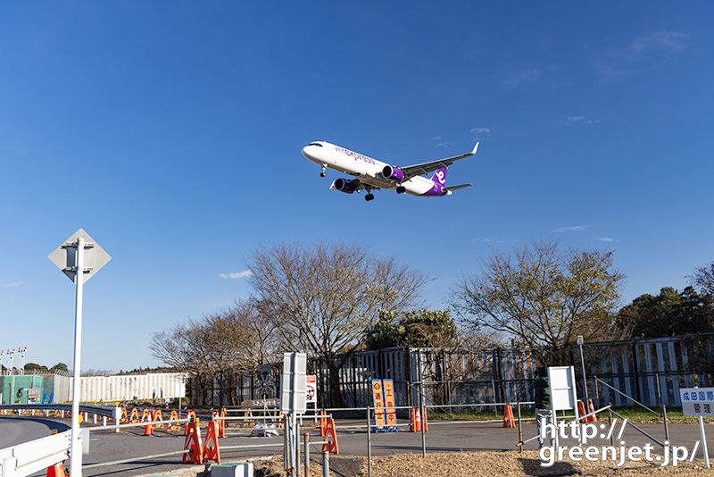 成田で飛行機～パープルポイントのA320